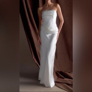 Meshki Strapless White Gown